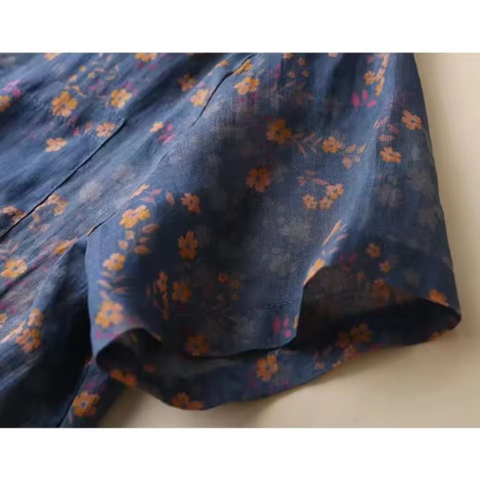 Coralie | Floral Half-Placket Shirt with Button Detail