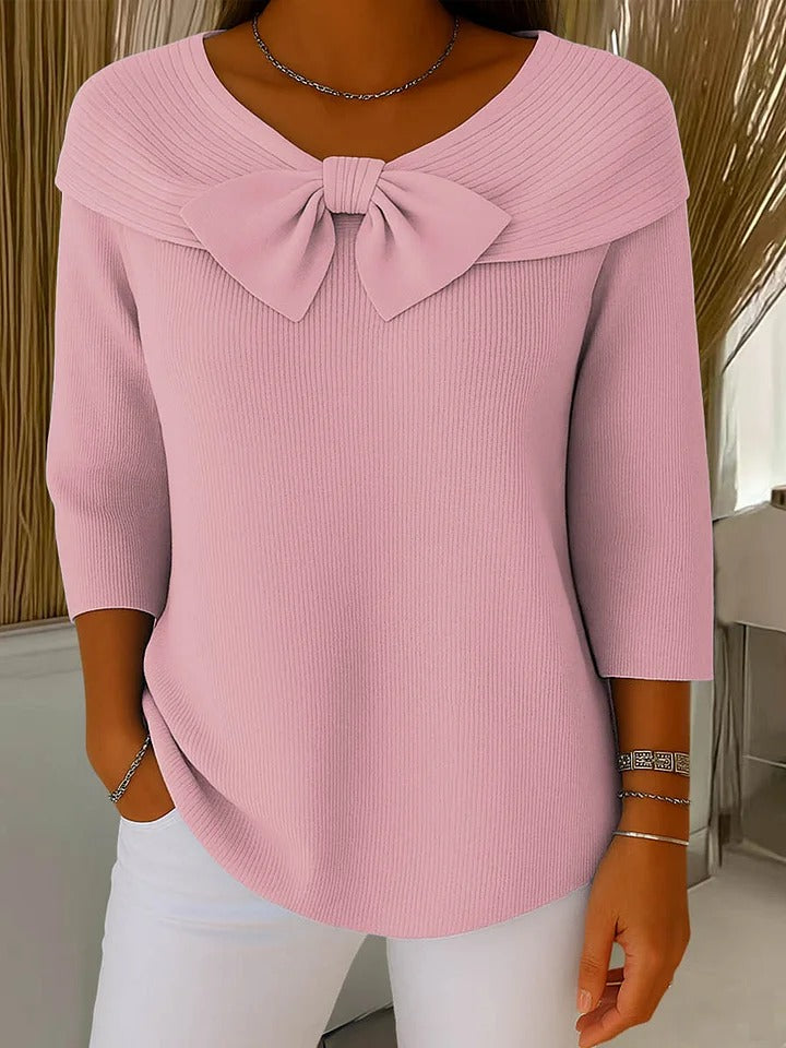 Alana | Women's Sweater with Bow and Round Neckline