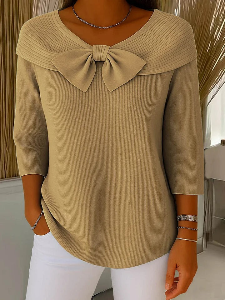 Alana | Women's Sweater with Bow and Round Neckline