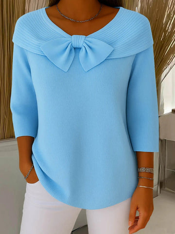 Alana | Women's Sweater with Bow and Round Neckline