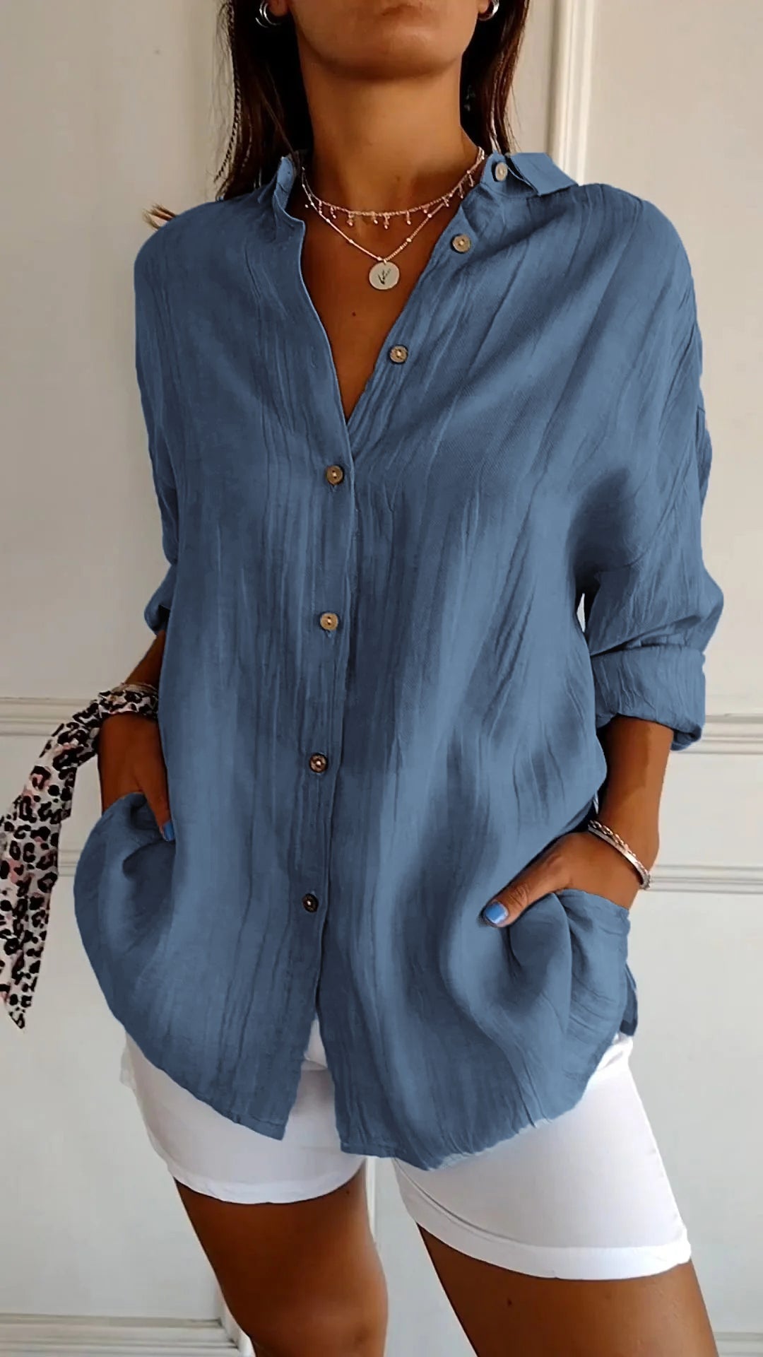 Elowen | Long Sleeve Button-Down Shirt with Breathable Fabric