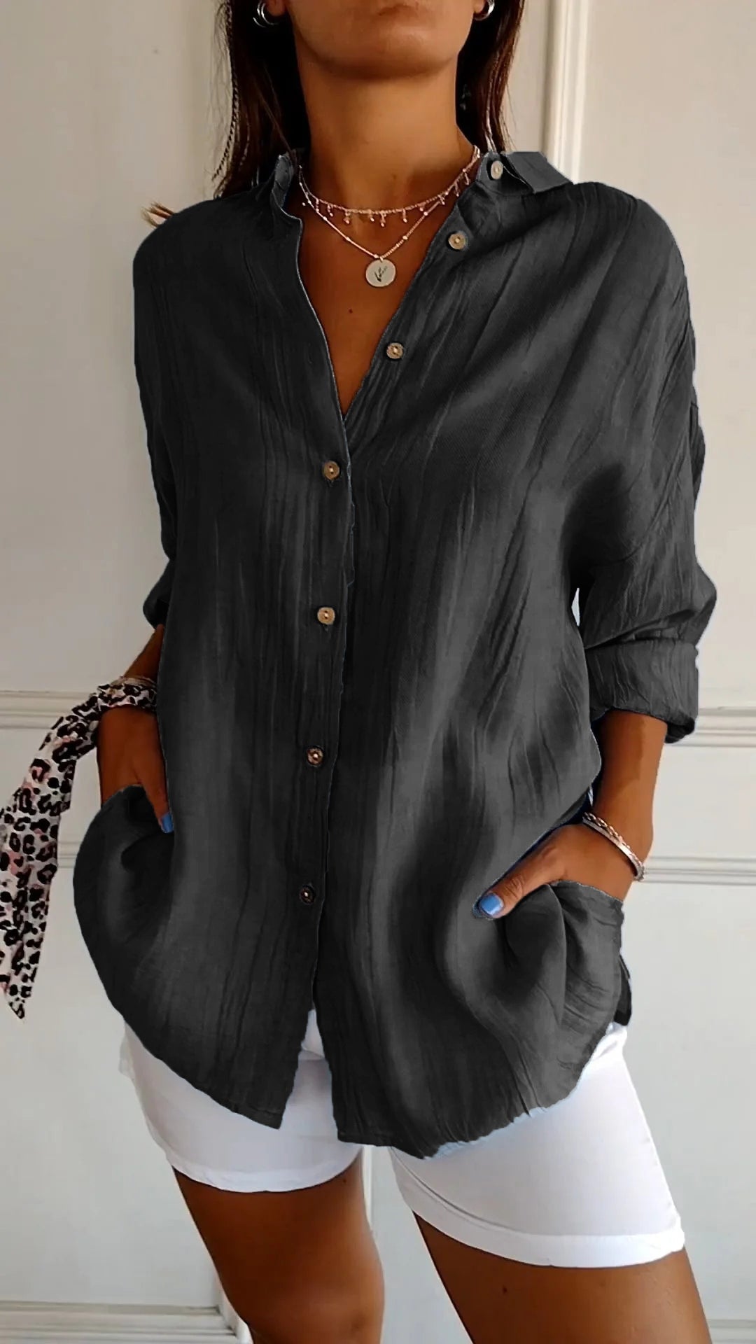 Elowen | Long Sleeve Button-Down Shirt with Breathable Fabric