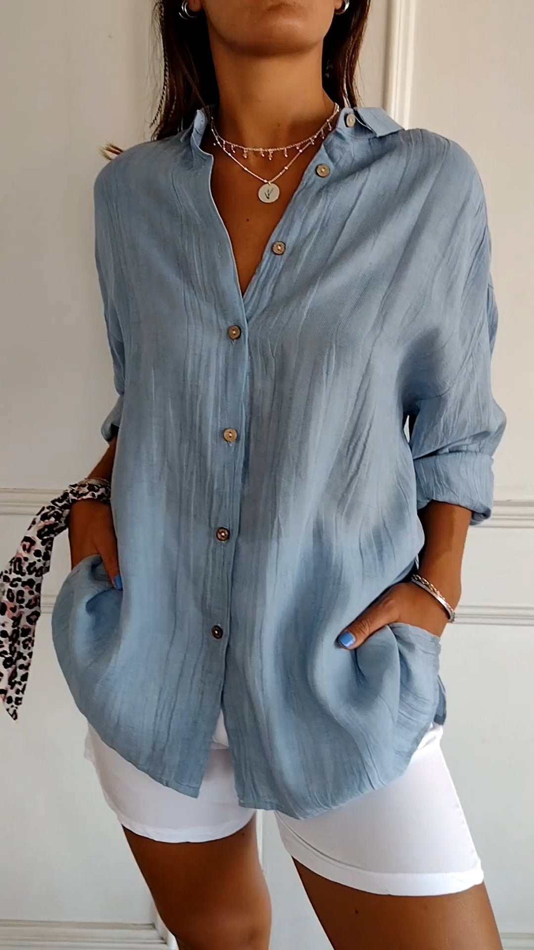 Elowen | Long Sleeve Button-Down Shirt with Breathable Fabric