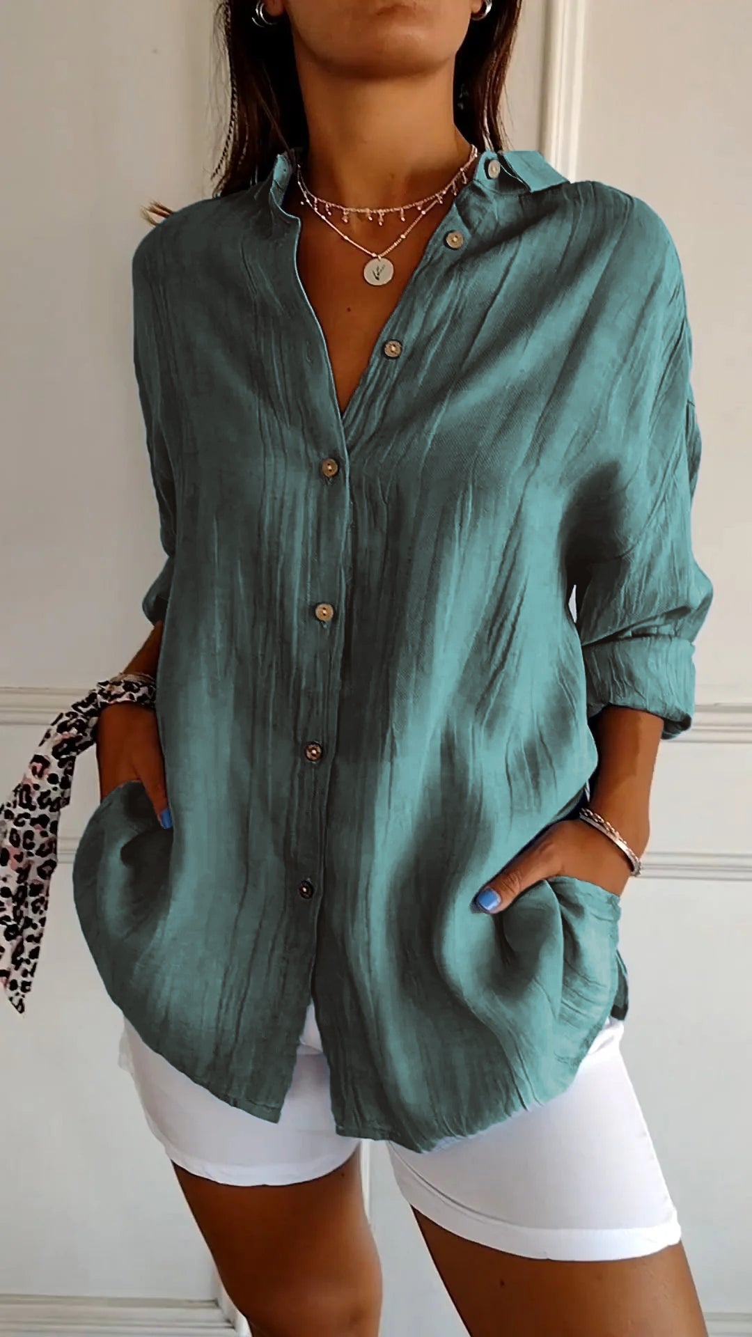 Elowen | Long Sleeve Button-Down Shirt with Breathable Fabric