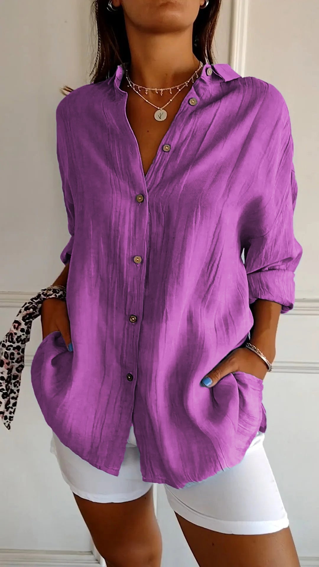 Elowen | Long Sleeve Button-Down Shirt with Breathable Fabric