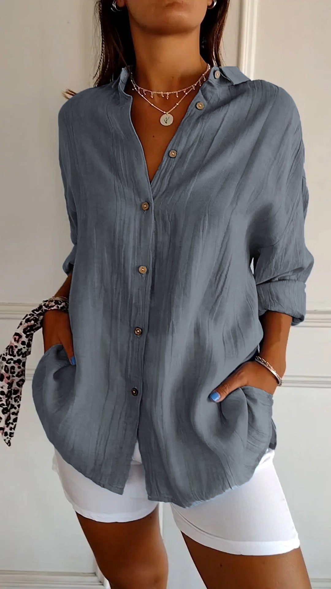 Elowen | Long Sleeve Button-Down Shirt with Breathable Fabric
