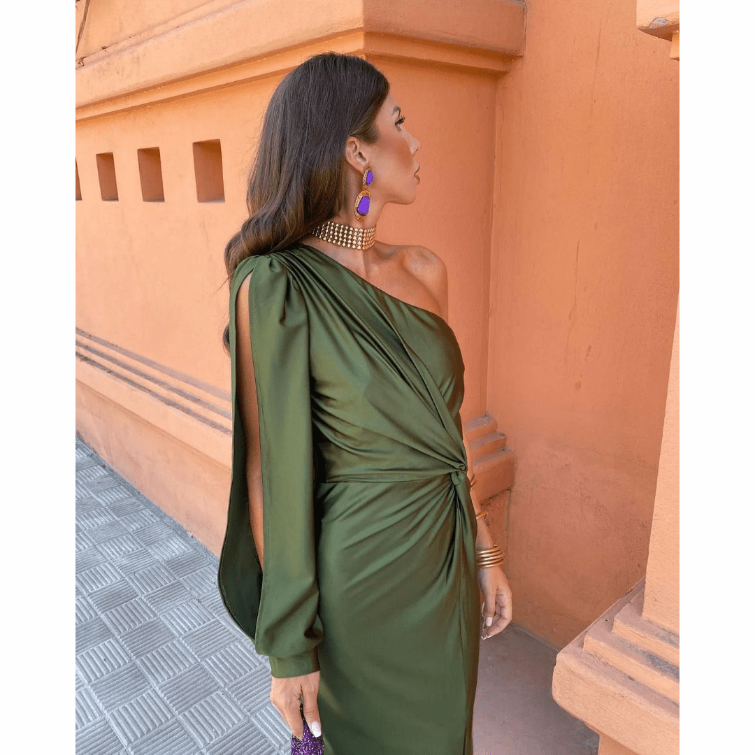 Dahlia | Women's Evening Dress with A-Line Silhouette and Short Sleeves