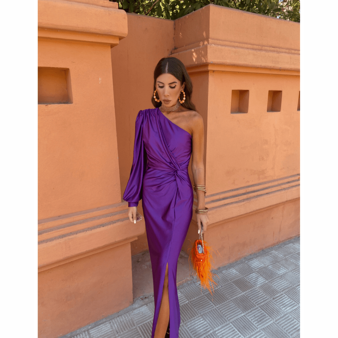 Dahlia | Women's Evening Dress with A-Line Silhouette and Short Sleeves