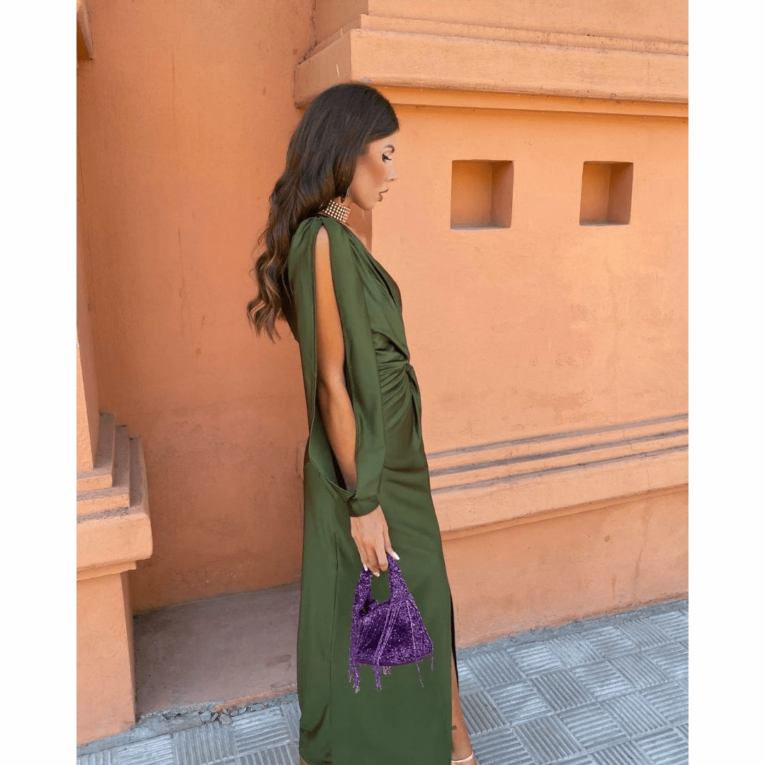 Dahlia | Women's Evening Dress with A-Line Silhouette and Short Sleeves