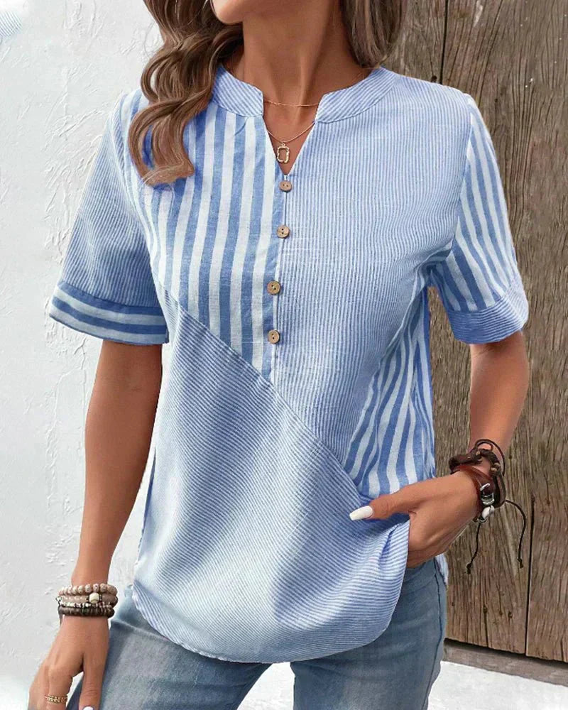 Elodie | Striped Blouse with Short Sleeves