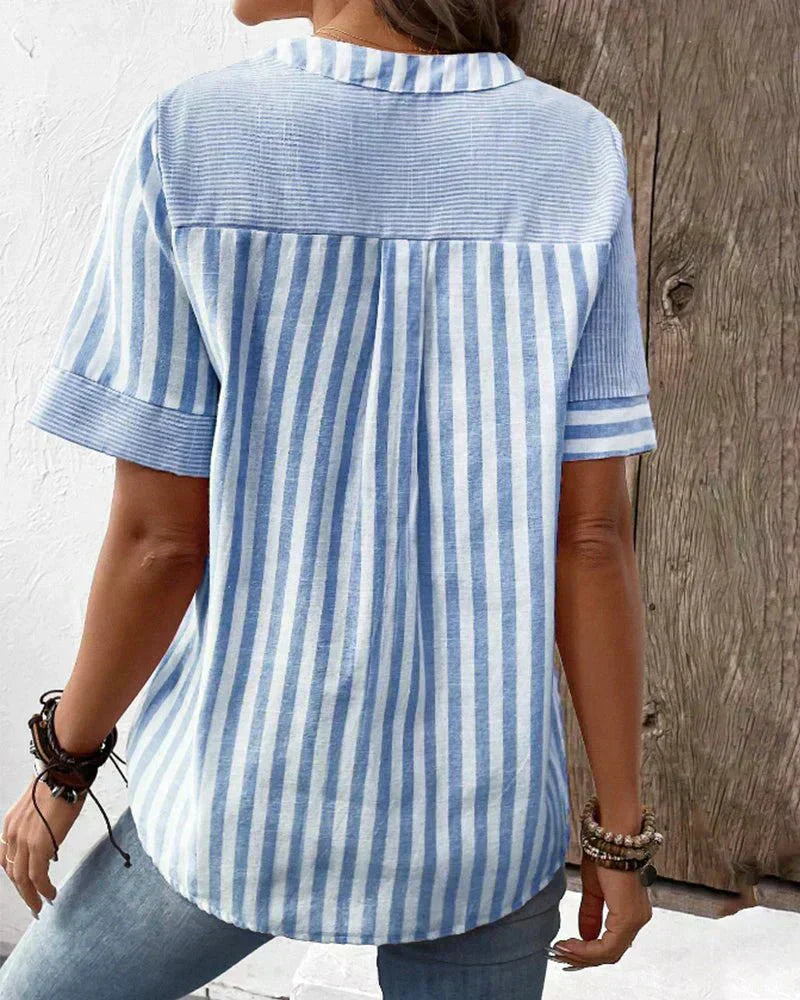 Elodie | Striped Blouse with Short Sleeves
