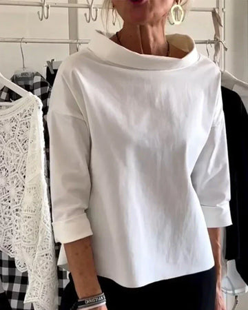 Evelyn | Bateau Neck Top with 3/4 Sleeves and Relaxed Fit