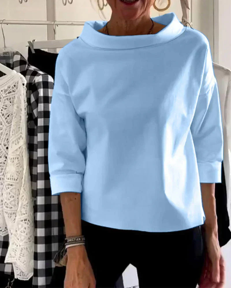 Evelyn | Bateau Neck Top with 3/4 Sleeves and Relaxed Fit