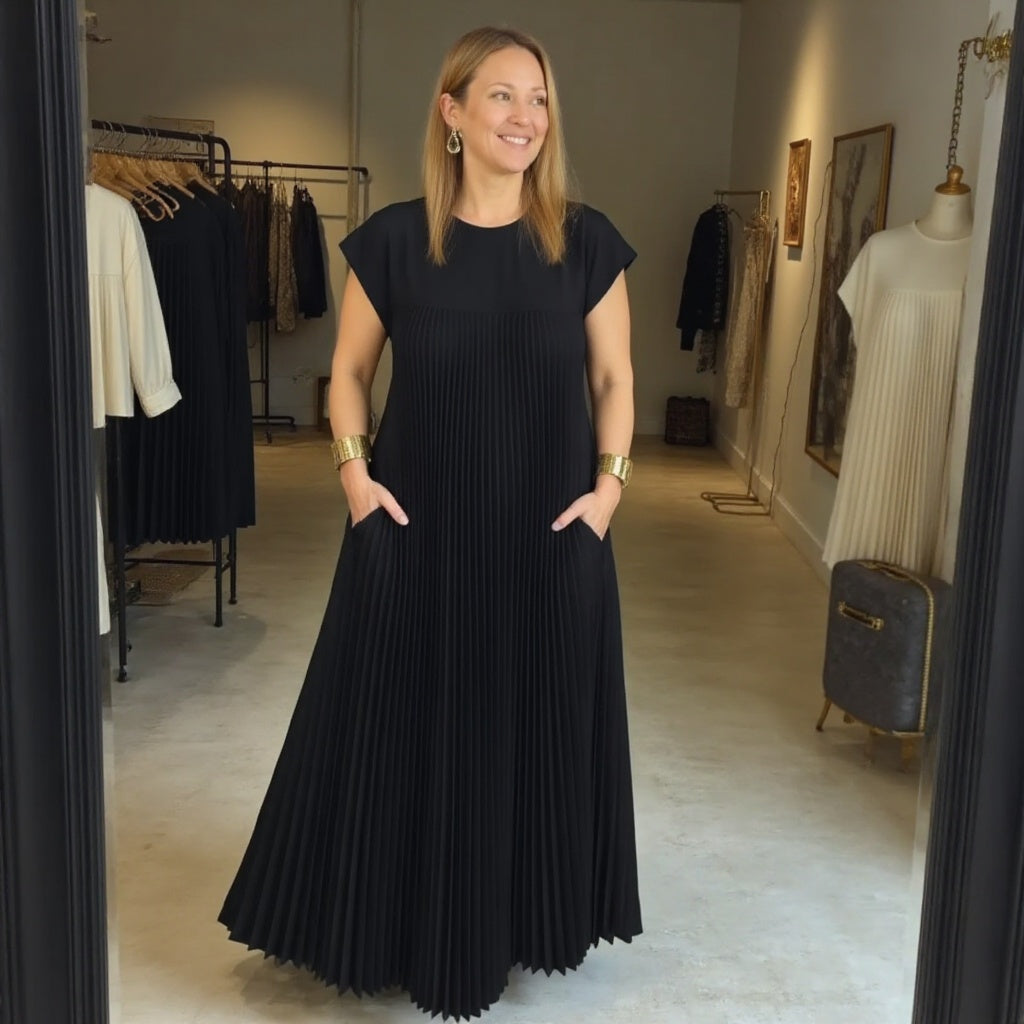 Fern | Women's Flowy Pleated Maxi Dress Cocktail