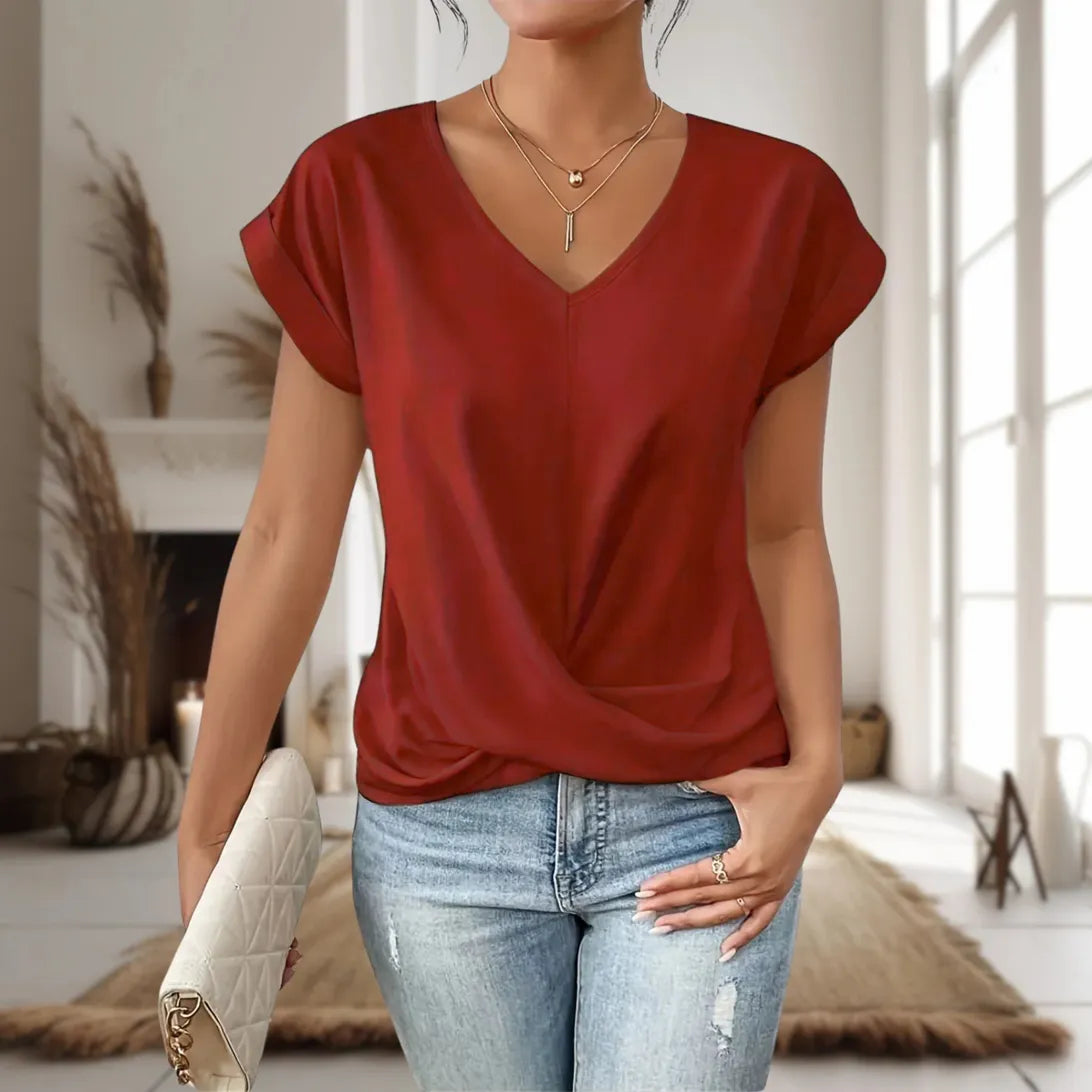 Adeline | Casual Sweetheart Neck T-Shirt with Short Sleeves