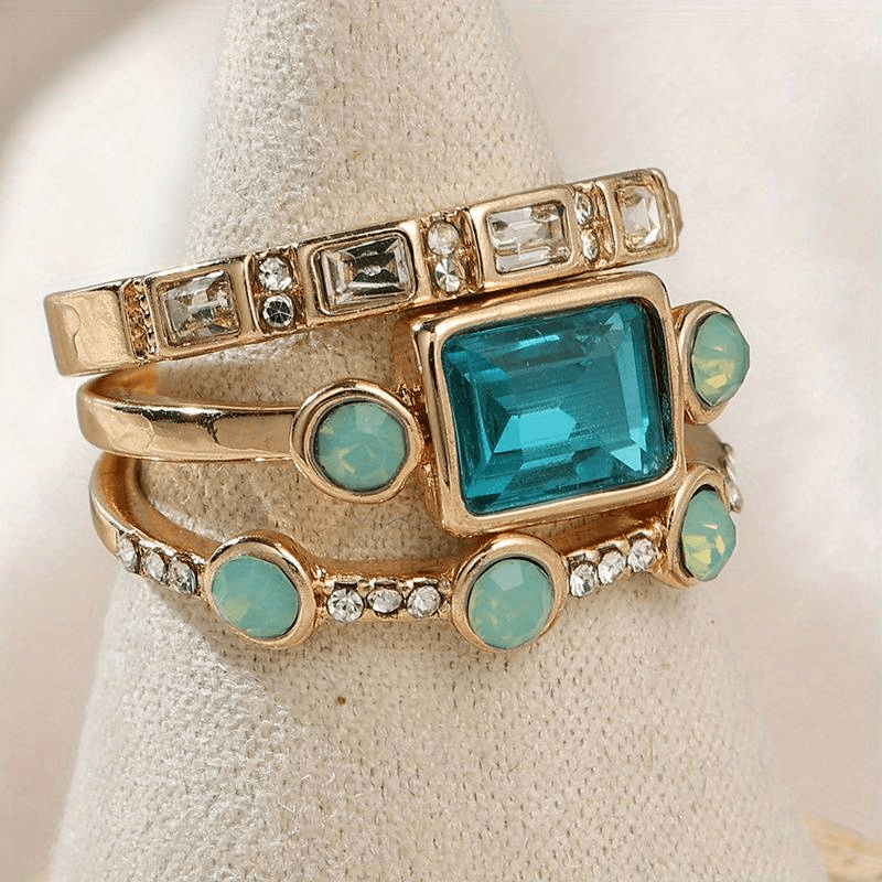 Caelia | Retro Blue Crystal Ring
