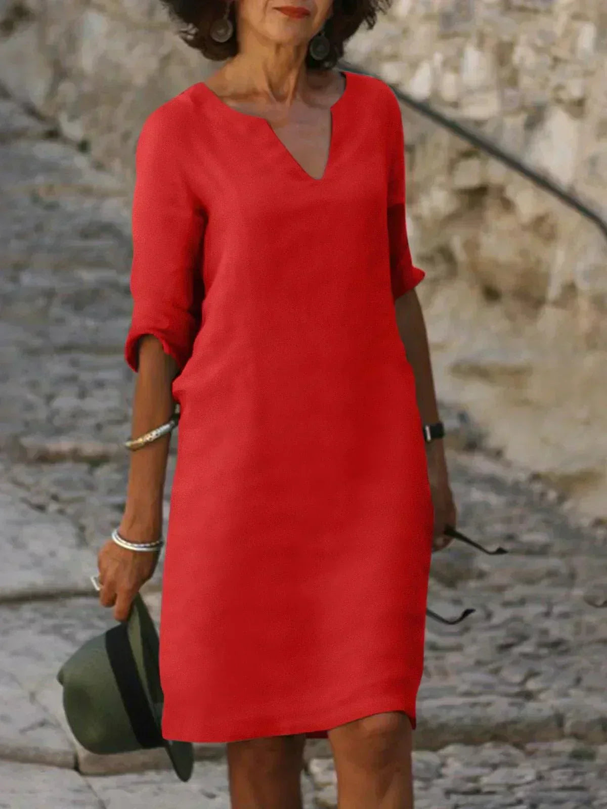 Elysia | Women's V-Neck Dress with Flattering Cut and Versatile Style