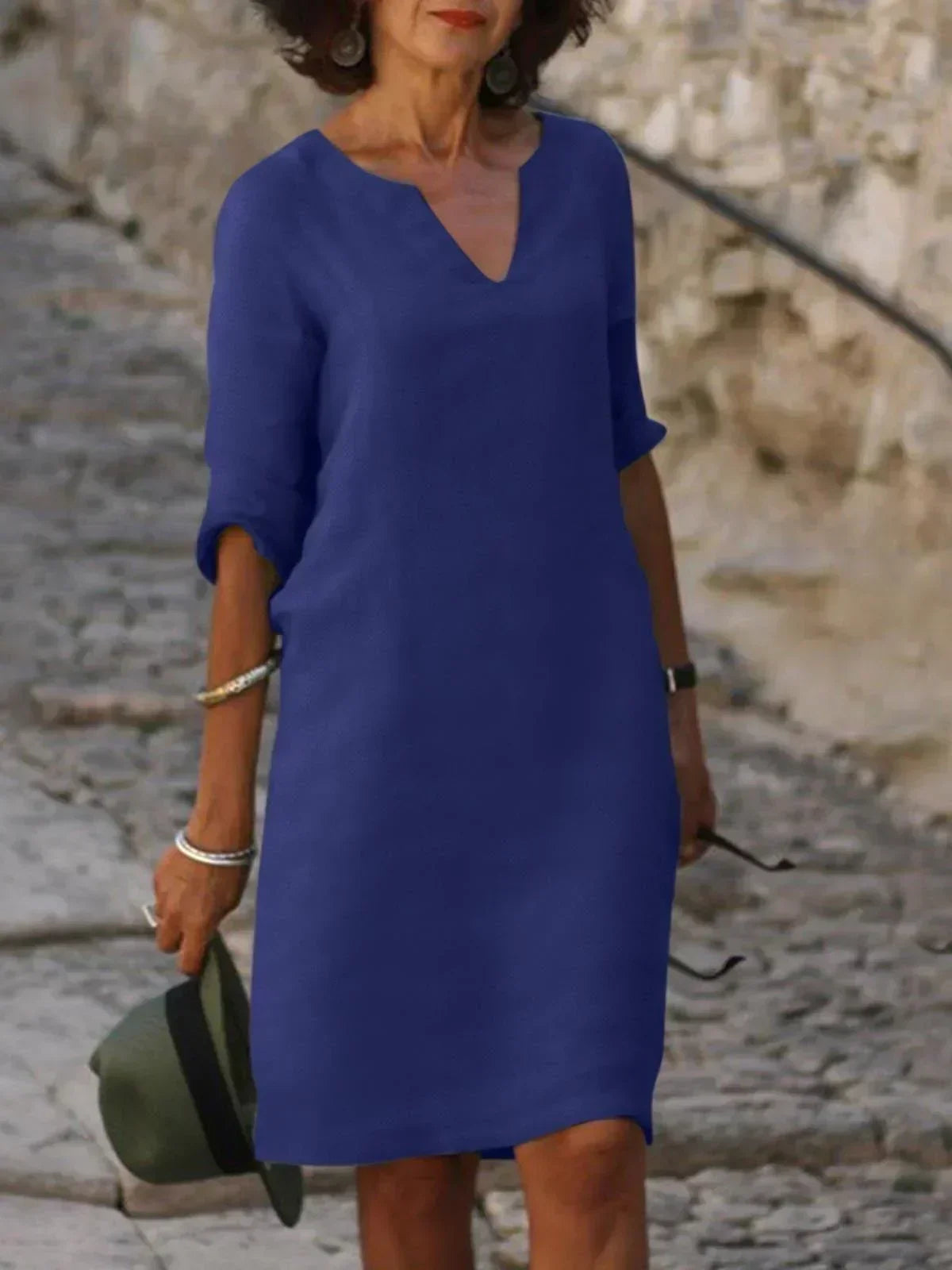 Elysia | Women's V-Neck Dress with Flattering Cut and Versatile Style