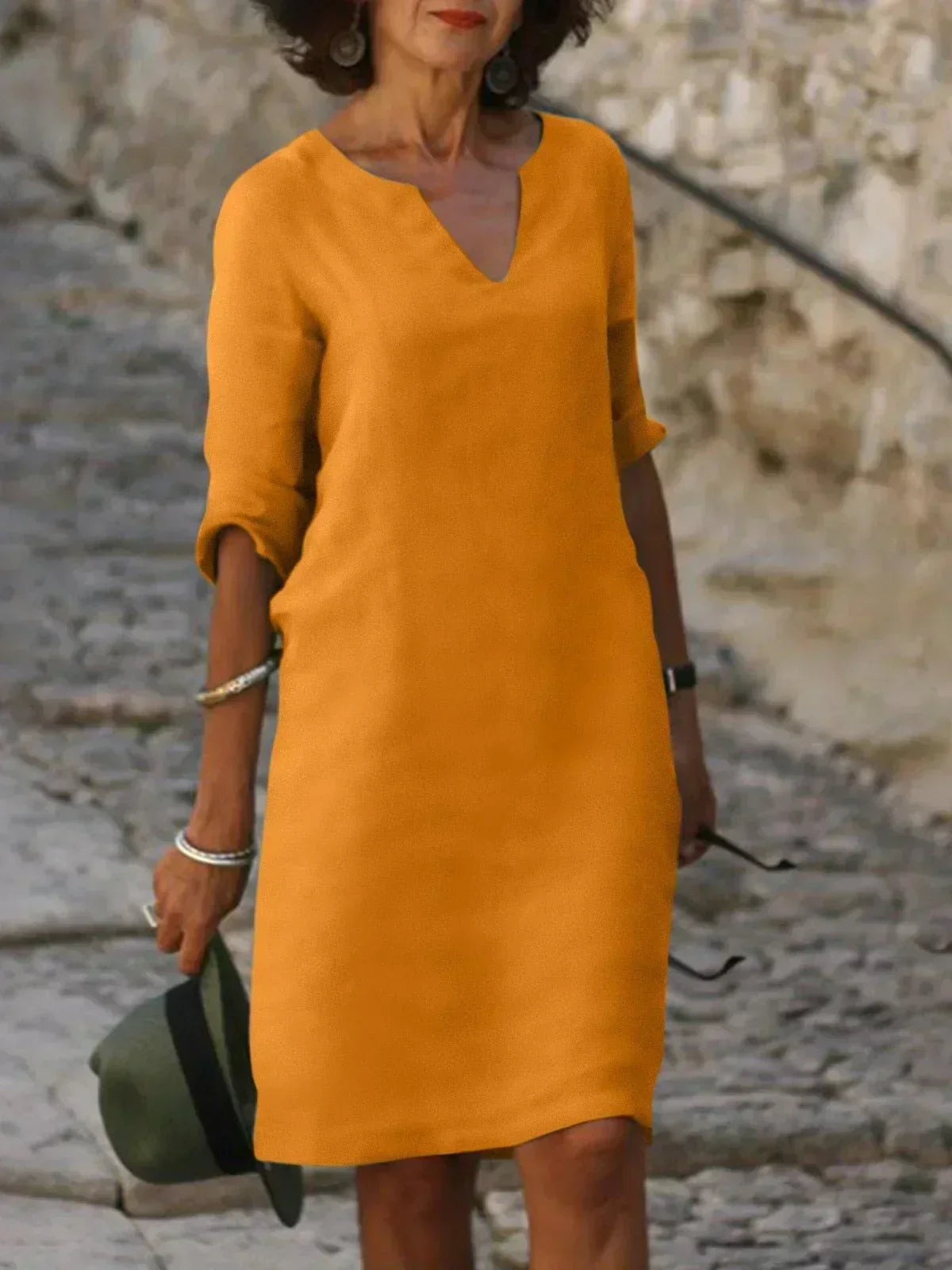 Elysia | Women's V-Neck Dress with Flattering Cut and Versatile Style