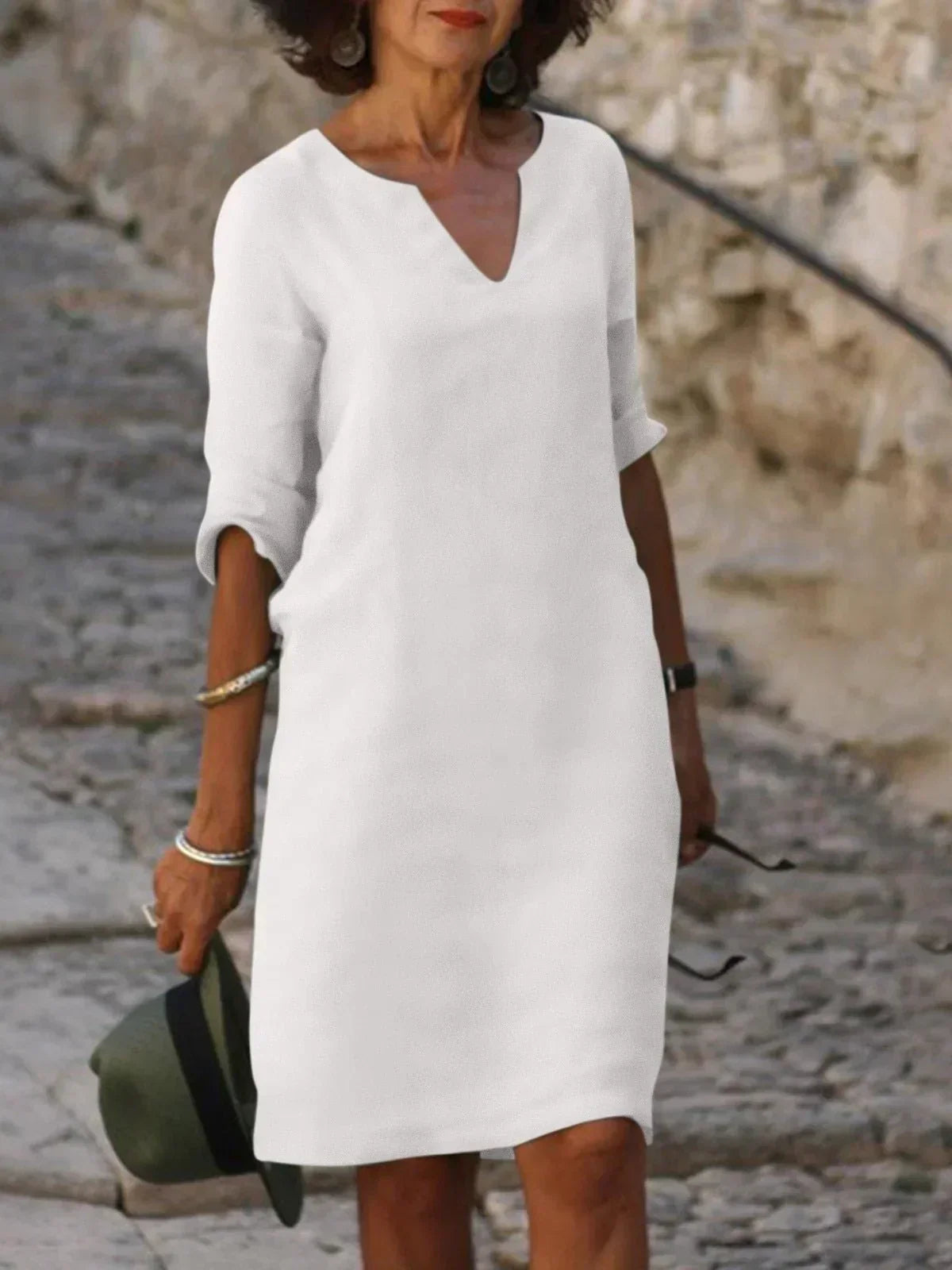 Elysia | Women's V-Neck Dress with Flattering Cut and Versatile Style