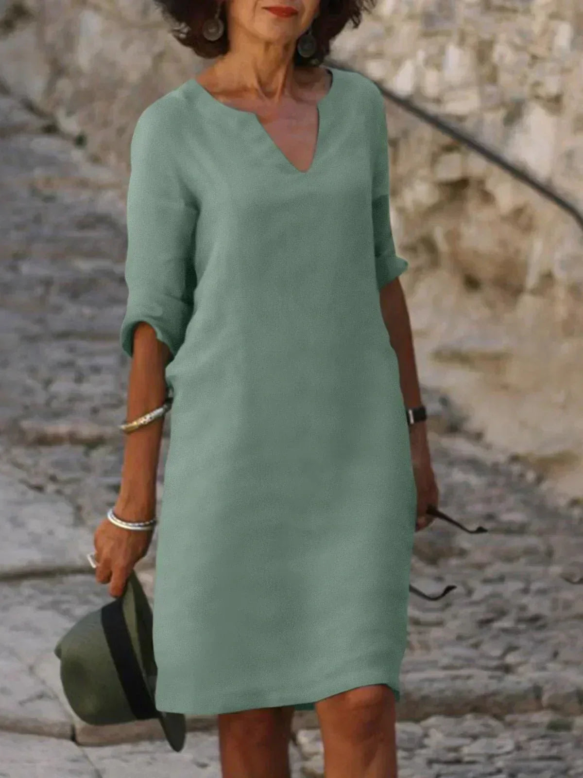 Elysia | Women's V-Neck Dress with Flattering Cut and Versatile Style
