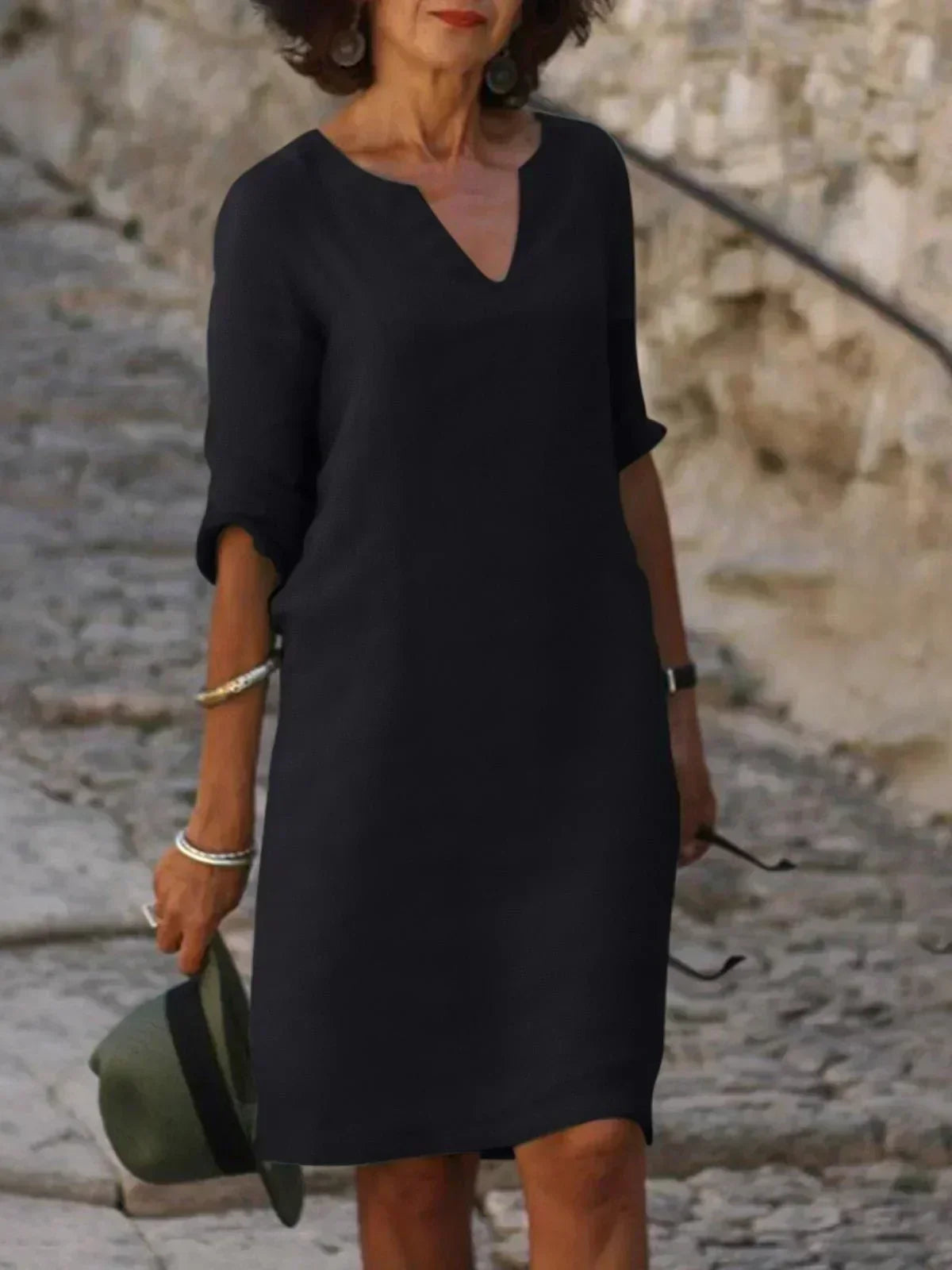 Elysia | Women's V-Neck Dress with Flattering Cut and Versatile Style