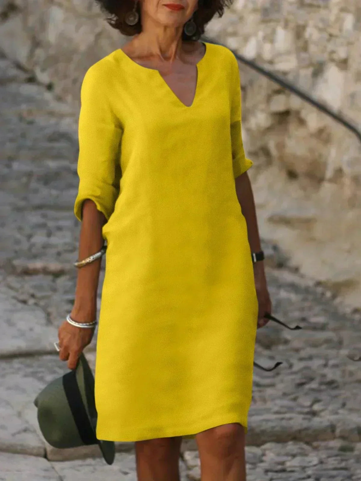 Elysia | Women's V-Neck Dress with Flattering Cut and Versatile Style