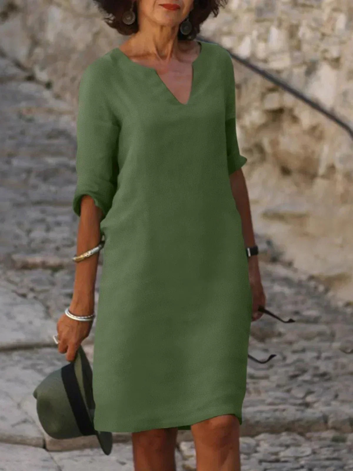 Elysia | Women's V-Neck Dress with Flattering Cut and Versatile Style