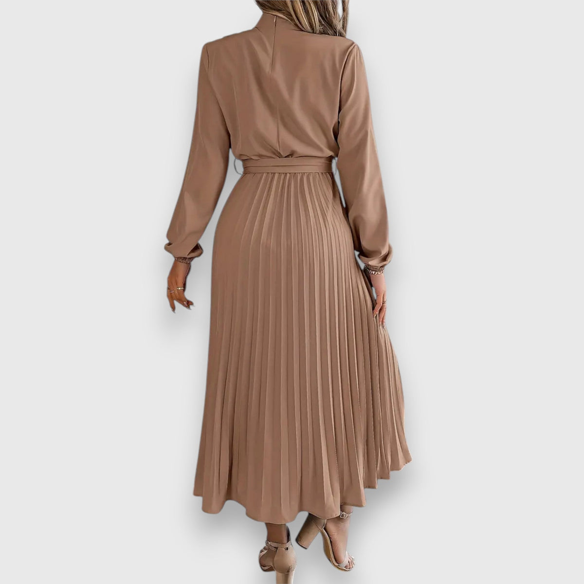Ariadne | Women's Pleated Midi Dress with Flared Skirt and Sleeveless Design