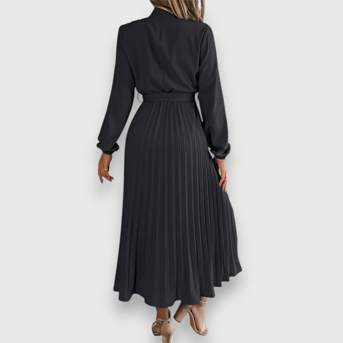 Ariadne | Women's Pleated Midi Dress with Flared Skirt and Sleeveless Design