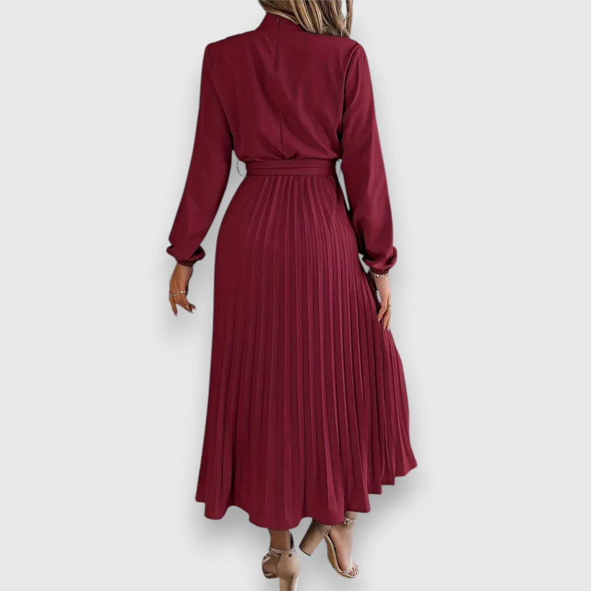 Ariadne | Women's Pleated Midi Dress with Flared Skirt and Sleeveless Design