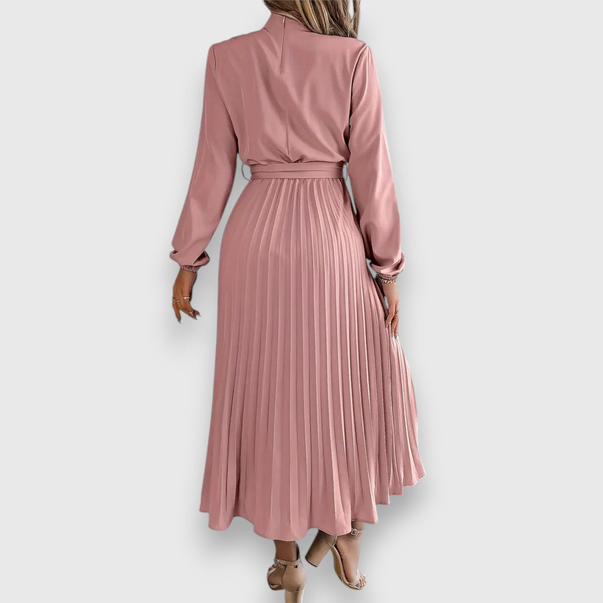 Ariadne | Women's Pleated Midi Dress with Flared Skirt and Sleeveless Design