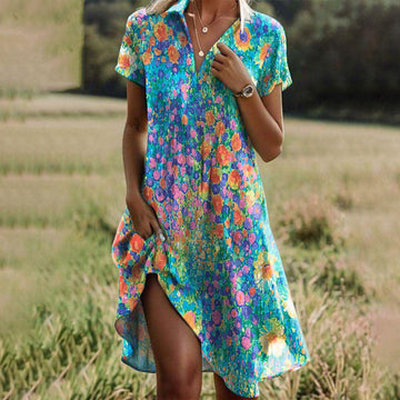 Aurora | Women's Bohemian Summer Dress with Flowing Skirt and Adjustable Straps