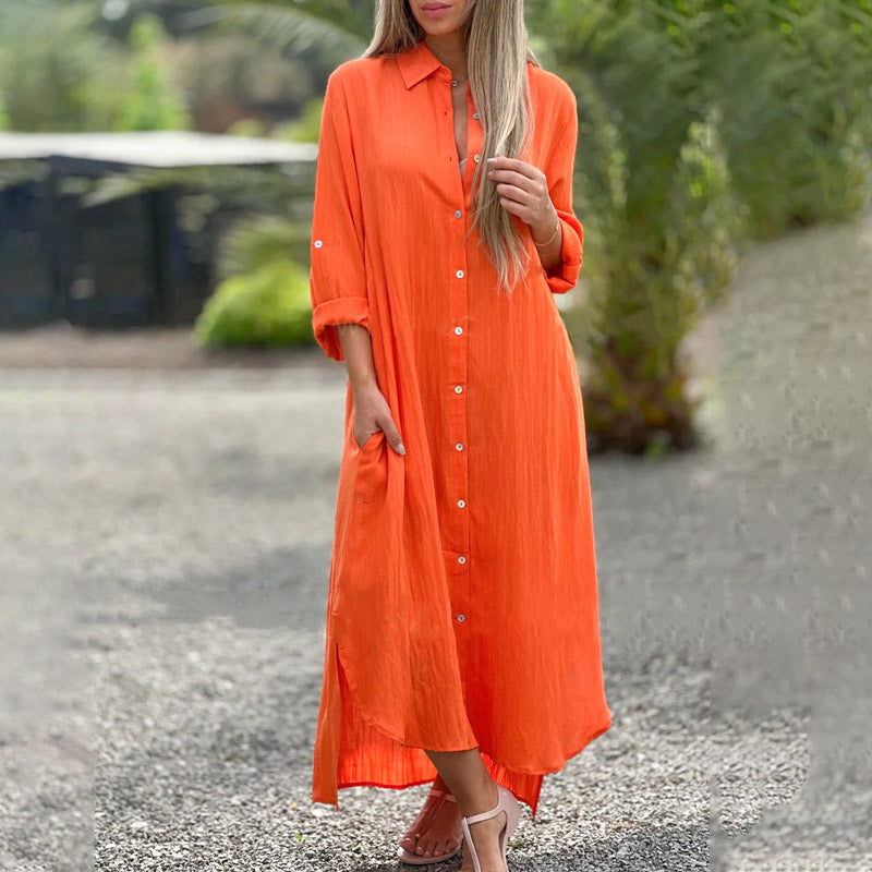 Eloise | Women's Casual Button-Down Maxi Shirt Dress