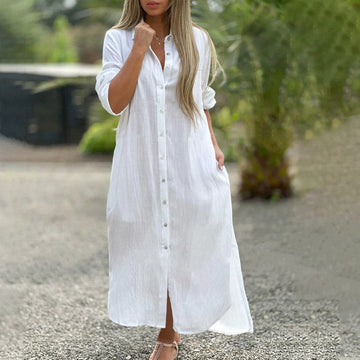 Eloise | Women's Casual Button-Down Maxi Shirt Dress