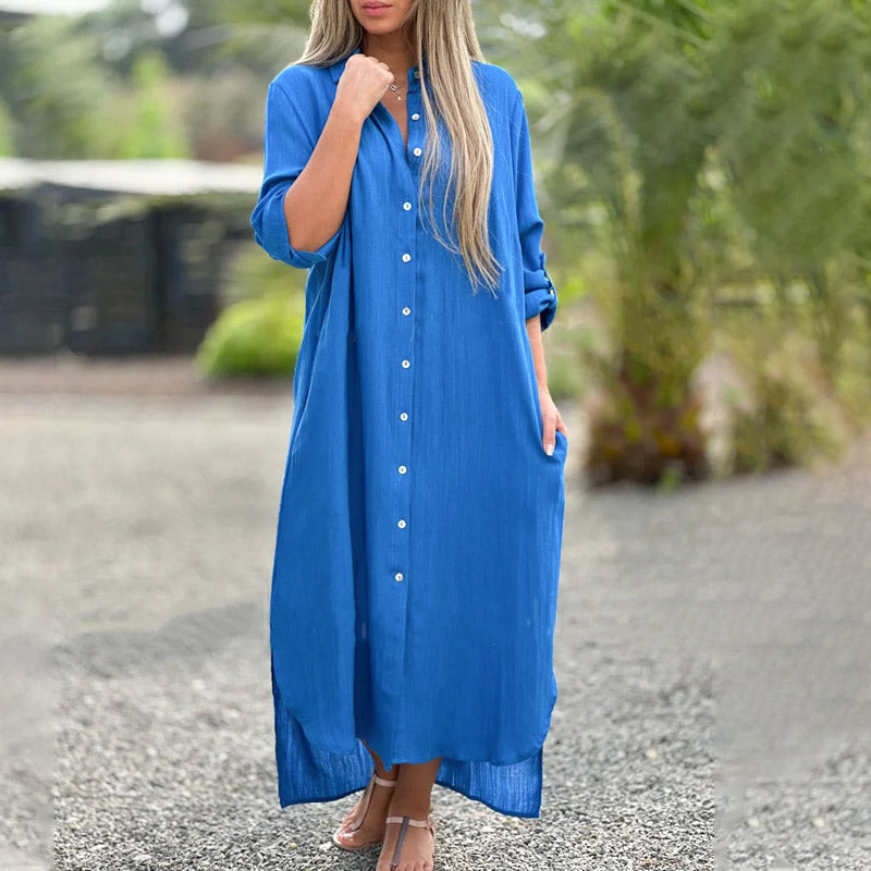 Eloise | Women's Casual Button-Down Maxi Shirt Dress