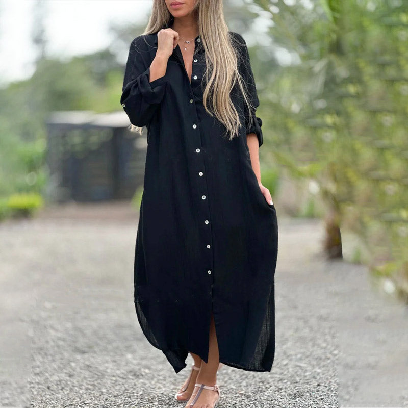 Eloise | Women's Casual Button-Down Maxi Shirt Dress