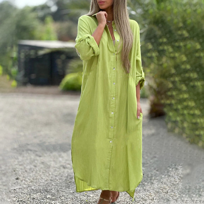 Eloise | Women's Casual Button-Down Maxi Shirt Dress