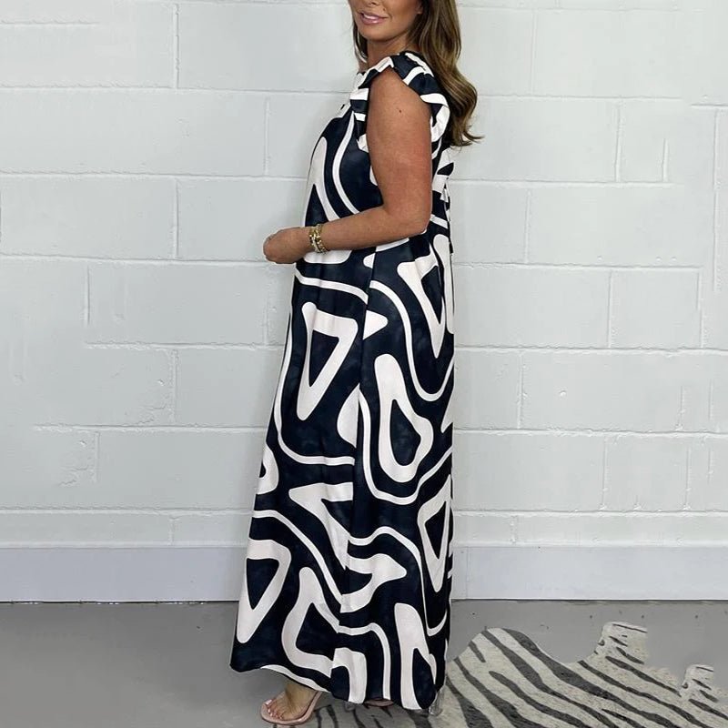 Cleo | Women's V-Neck Jumpsuit with Ruffle Sleeves and Wide Legs