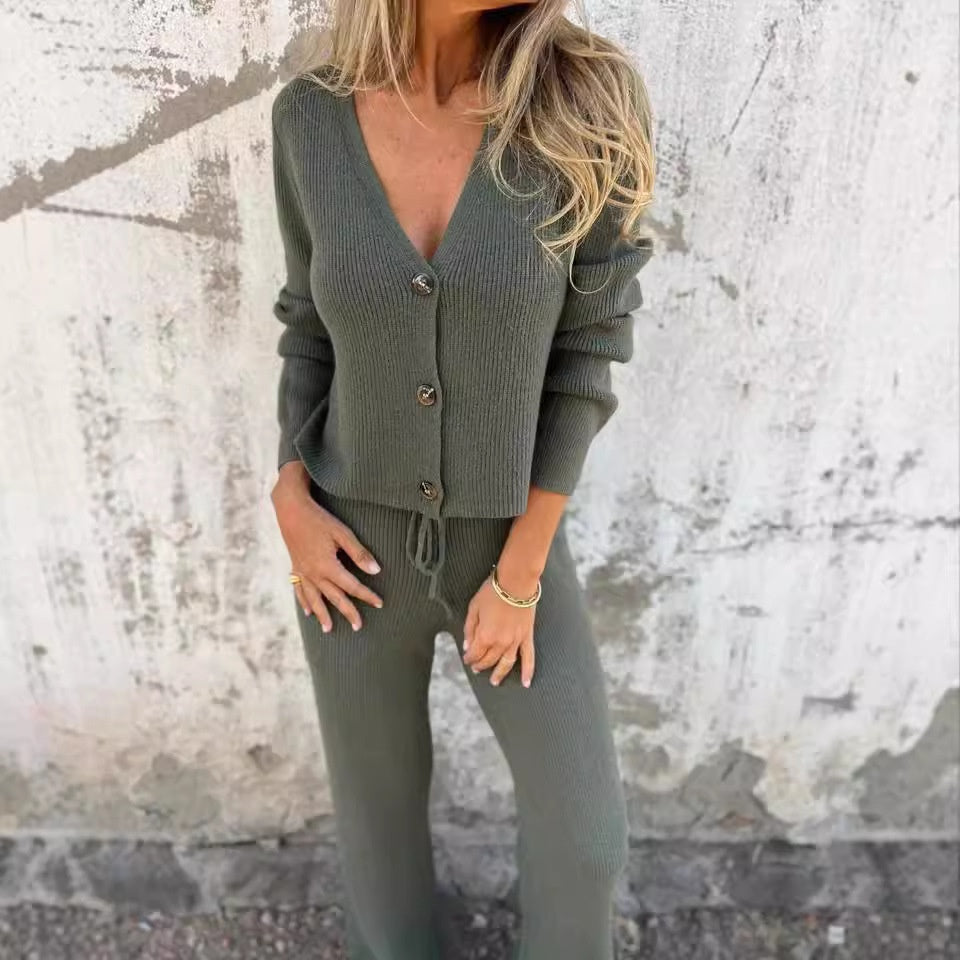 Elena | Women's 2-Piece Cardigan Set with Open Front and Long Sleeves