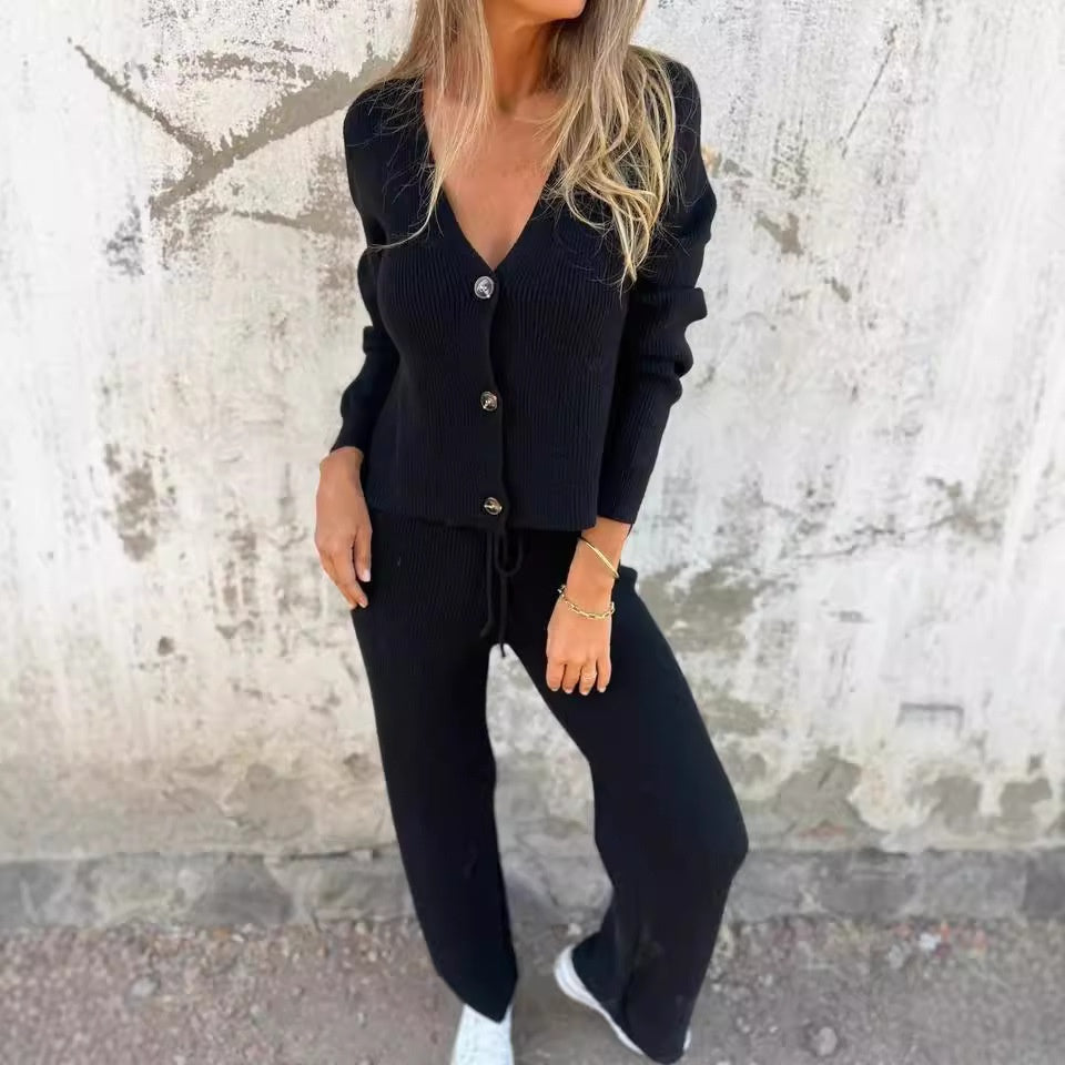 Elena | Women's 2-Piece Cardigan Set with Open Front and Long Sleeves