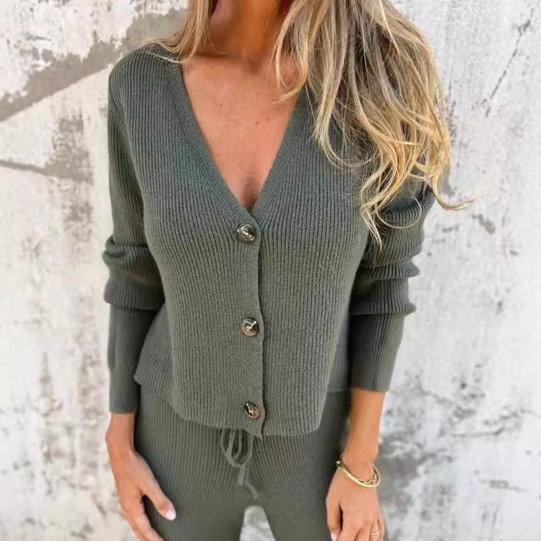 Elena | Women's 2-Piece Cardigan Set with Open Front and Long Sleeves
