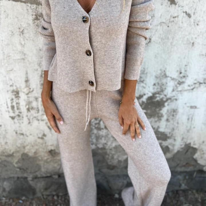Elena | Women's 2-Piece Cardigan Set with Open Front and Long Sleeves