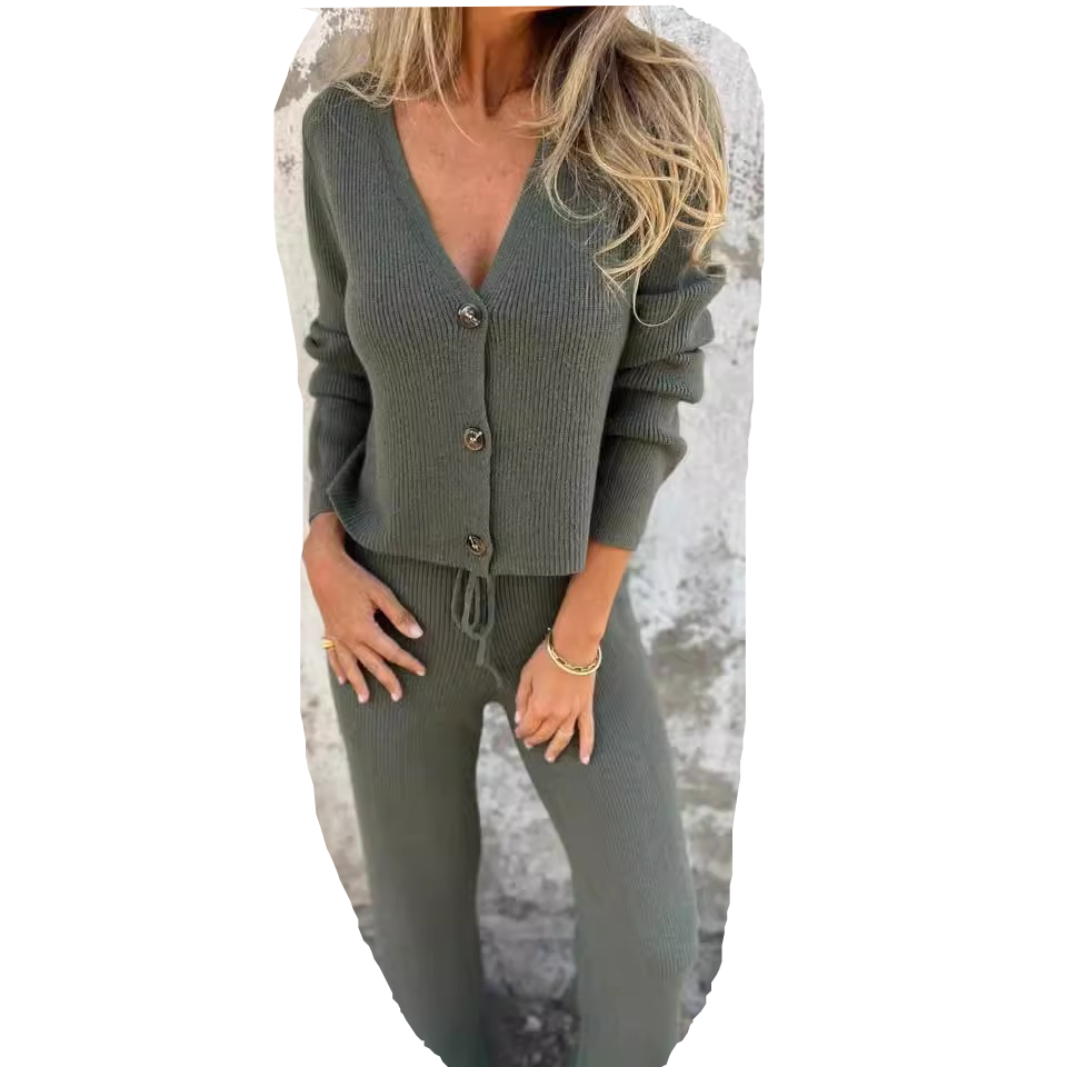 Elena | Women's 2-Piece Cardigan Set with Open Front and Long Sleeves