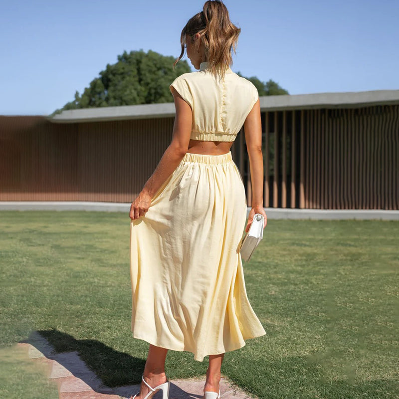 Alouette | Women's Versatile Midi Dress with Side Slit and Adjustable Straps