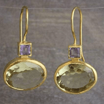 Emerelle | Retro Green Crystal Gold Earrings