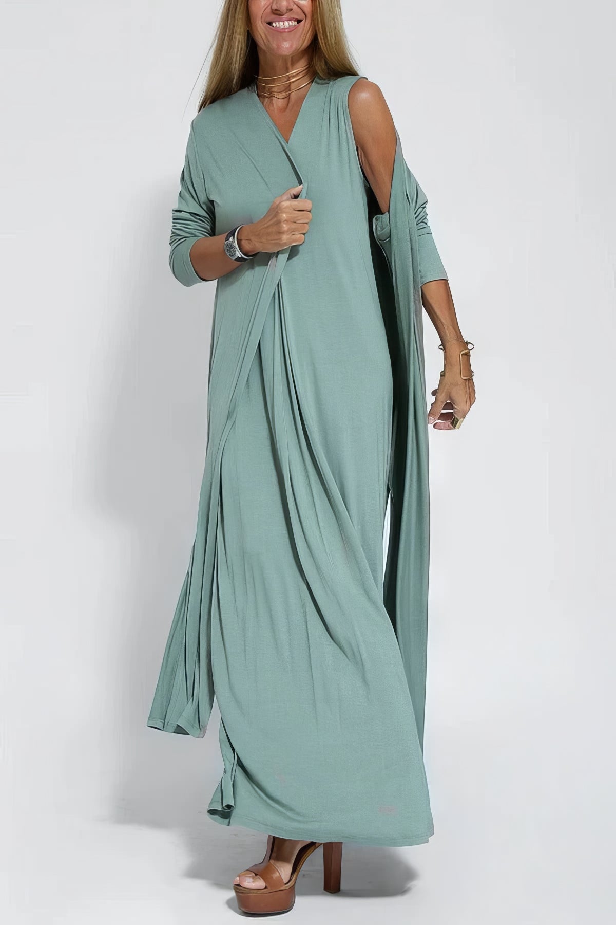 Amaris | Women's Long Dress with Coordinated Cardigan and Versatile Style